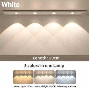 20-50cm Motion Sensor Night Light LED Under Cabinet Lights Ultra Thin Dimmable 3Color USB Rechargeable for kitchen cabinets