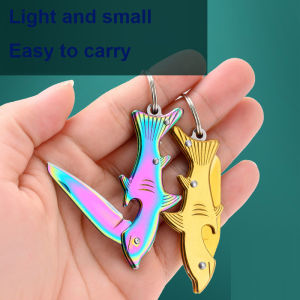 Portable Mini Pocket Knife Keychain Creative Shark Outdoor Tactical EDC Tool Knife Bottle Opener Keychain Multifunctional Knife