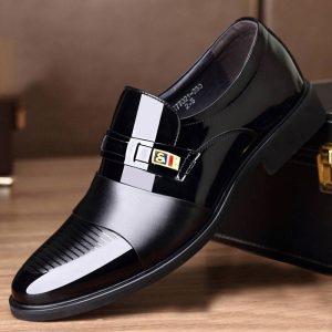 Mens Black Leather Shoes For Men Non Slip Work Formal Leather Shoes Breathable Soft Casual Business Shoes For Men