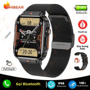 Đồng Hồ Thông Minh Quân Đội 2024 Dành Cho Nam Màn Hình 1.95 Hỗ Trợ Gọi Bluetooth Chống Nước IP68 Theo Dõi Thể Dục Tương Thích Android IOS Dây Đeo Thép Không Gỉ