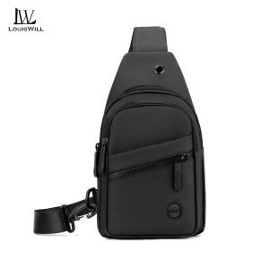 LouisWill Mens Chest Bag Cross Body Bag Waterproof Travel Shoulder Bag Large Capacity Casual Bag Earphone Hole Design Men Fashion Shoulder Bag Leisure Sport Street Bag for College Student