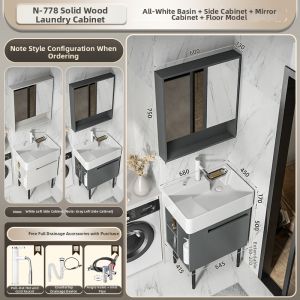 NIUNAISI | Space Saving Laundry Cabinet with Washboard 60cm