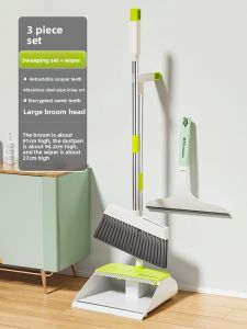 Homettler | Soft Bristle Broom and Dustpan Set for Home Cleaning