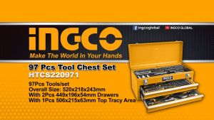 Bộ thùng đồ nghề 97 chi tiết Ingco HTCS220971 hộp đồ nghề 3 ngăn kích thước 520x218x243mm XTOOLs bộ đồ nghề đa năng