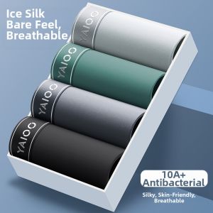 Mens Ice Silk Cotton Crotch Trunks