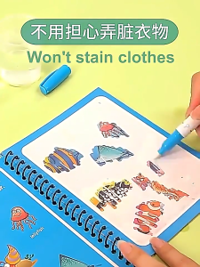 [SG Seller] Magic Water Book Reusable Drawing Book for Kids with 4 Markers and 5 Designs