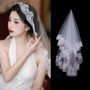 ZEO Elegant Wedding Veil Lace Edge Bridal Veil For Birthday Photo High-end