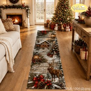 VIKAMA Christmas Runner Rug—Soft Non-Slip Rug for Hallways and Corridors Bedside Rug for Bedrooms Home Decor