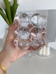 Round Glass Milk Tea Coffee Cup Crystal Makeup Brush Vase/Pen Holder/Makeup Brush Holder 200ml