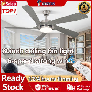 GOGEOUS NEW 60inch ceiling fan with light modern with remote ceiling fan heavy duty mute ceiling fan 5 blades big ceilings fan 6 speed wind 3 color dimming ceiling fan with light modern for living room bedroom