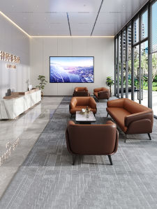 High-End CBD Leather Sofa Modern Meeting Coffee Table Business Reception Area Simple Minimalist Style Office Furniture