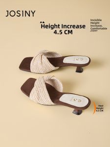 Josiny | Square Toe Slippers Heels Sandals