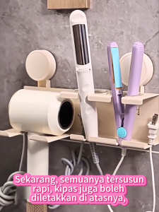 Hair dryer stand wall-mounted drill-free aluminum alloy bathroom storage rack