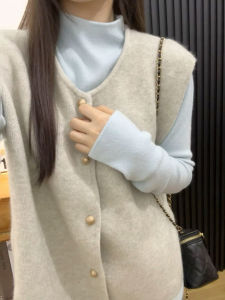 French round Neck Knitted Vest Womens Soft Cozy Sleeveless Top Spring Autumn Winter Layering Fashion Commute Style