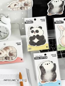 Adorable Infeel.Me Cartoon Cat Panda Notepad Cute Record Sticky Notes Stationery N times Adhesive Paper Cultural Business Supplies