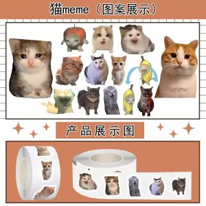 Adorable Waterproof Cat Meme Sticker Roll Cute Funny Cat Cartoon Pictures Water Resistant Sticky Notes Ideal for Gifting