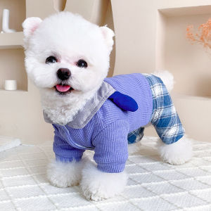 Fleece Lined Pet Four Leg Clothes for Teddy Cats Dogs Pomeranian Schnauzer Corgi Bichon Autumn Winter Style Small Dogs