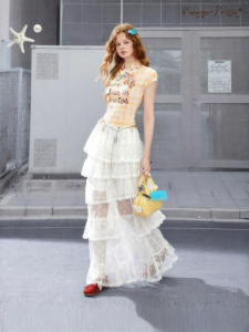 unifree | Chân Váy Tutu Nhiều Lớp Hoa Văn Chấm Bi MESH Thêu Vintage
