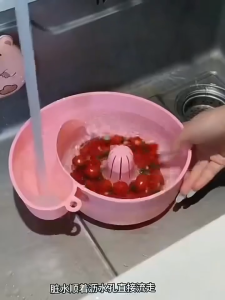 ZYJC รูปทรงหอยทาก ตะกร้ากรองผลไม้ สร้างสรรค์ ทำความสะอาดการหมุนอัตโนมัติ ชามกรองน้ำ แข็งแรง นำกลับมาใช้ใหม่ได้ ตะกร้าเก็บผลไม้ ครัวเรือน