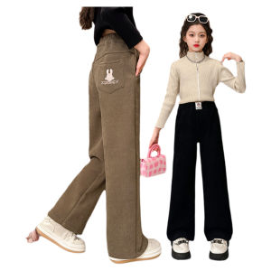 Quần Ống Rộng Mùa Đông Cho Bé Gái Quần Dài Thường Ngày Bằng Vải Nỉ Cạp Vừa Có Khóa Kéo Dài Mùa Thu Đông Cho Trẻ Em