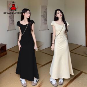 SUGAR Gentle Wind Waist Wrapped Fish Bone Wrapped Hip Long Dress with High Grade French Waist Clamping Dress for Women Summer 2023 New Style