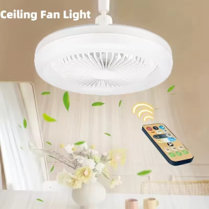 Smart E27 Ceiling Fan Lamp Remote Control Fixed Lamp Head Infinite Dimming 3 Speed Setting Timing Function  Household Fan