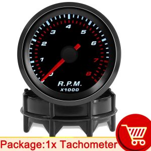 RYSJM | 52mm Smoke Lens Auto Tachometer White LED 0-8000 RPM Meter Car Boost Gauge Bar Psi Vacuum Water Temp Oil Pressure Gauge