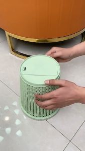 Unlibenta Trash Bin with Automatic Garbage Bag Coverless Hollow Garbage Bin Trash Can Plastic Waste