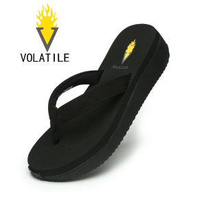 VOLATILE Summer New Fashion Solid Color Wedge Platform Sandals Thick Heel mid Heel Thong Slippers Beach Women Shoes