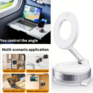 Rotating Folding Magnetic Phone Holder Vacuum Suction Mag Stand for Car Navigation Gym Kitchen - Universal GPS Streaming Bracket