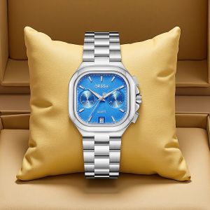 100% original multi-pointer dial square parrot multi-function watch mens square contrasting color fashion light luxury calendar waterproof quartz watch