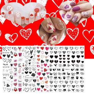 Waterproof Nail Art Stickers Love Heart Design Hand-Painted Letter Angel Bear Patterns Red Color Cosmetic Tools for Women