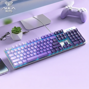 AULA | Upgraded Gradient LED Wired Mechanical Keyboard Qing Tea Axis
