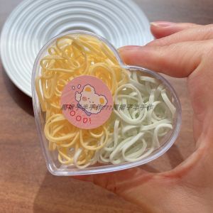 Dày Dặn Dùng Một Lần Màu Đen Dây Buộc Tóc Hộp Hình Trái Tim Phụ Kiện Tóc Trẻ Em Thiết Thực Cơ Bản Vòng Tròn Nhỏ Tóc