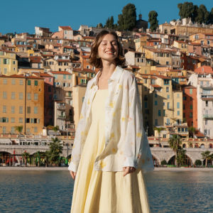 INMAN | Linen Blend Embroidered Loose Long Sleeve Blouse