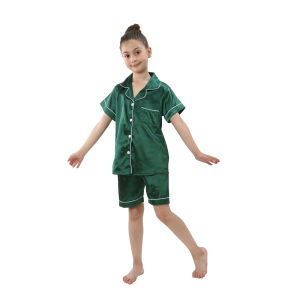 Christmas Pajamas for Boys Girls Red Green Gold Pijamas 2-13 Years Kids Sleepwear Children Satin Pyajams Toddler Silky Nightwear