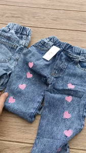 LITTLEKIMY - Celana Jeans Anak Perempuan Usia 2 sd 6 Tahun Celana Athalia Love Jeans Snowash Premium