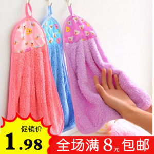 Thickened Kitchen Towel Cute Hanging Hand Drying Cloth Super Absorbent Dishwashing Cartoon Hand Towel Household Cleaning Tool