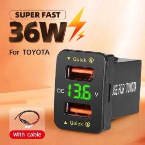 New Dual USB QC Car Socket Charger Power Adapter For Toyota Quick Charge For Mobile Phone 12-24V Voltmeter LED Car Accessories