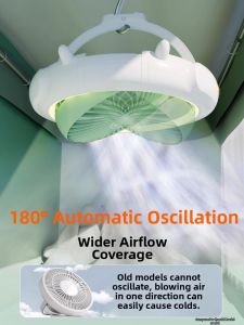 Portable Hanging Ceiling Fan USB Charging Quiet Small Fan Large Wind Power for Kitchen Mosquito Net Tent Camping Special Use 1307B