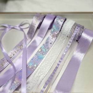 Pink Series Ribbon Satin 7PC Cloth Ribbon Gumei Badge New DIY Material Kit Support Bow Pain Board Hot-stamping Ribbon Cute Gift