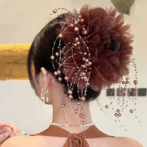 Feather Tassel Flower Hair Clip Fullness Shampoo Shark Clamp Elegant Head Flower Hair Accessories Sweet Style Single Piece Adult Use