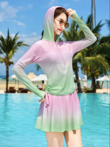 XTEP | Slim Fit Hooded Long Sleeve Split Swimwear