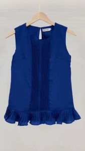 CFBOUTIQUE Korea Woman Summer Frill Pleated Sleeveless Blouse