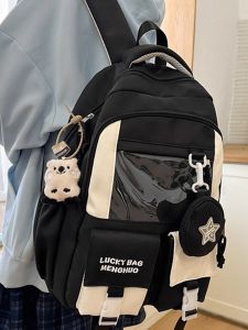 OUDENGPAI | High Capacity School Backpack For Junior And High School Girls Stylish College Sweet Style Waterproof Zipper Soft Handle