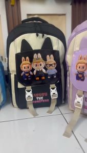 Tas Ransel Karakter Labubu Free Jam Tangan Backpack Punggung Sekolah Anak SD-SMP-SMA COD