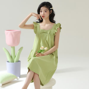 miiow | Pure Cotton Summer Thin Dress Cat Woman Home Clothes Comfortable Loose Sleepwear Lightweight Breathable Strap Nightgown