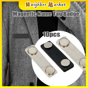 10Pcs Magnetic Name Plate 45x13mm Metal Name Tag Adhesive Name Badge With Magnets