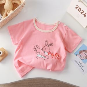 Áo Thun Trẻ Em Tay Ngắn Cotton Nguyên Chất Mùa Hè Cho Bé Trai Và Bé Gái Áo Thun Trẻ Em Phong Cách Hàn Quốc Cổ Tròn