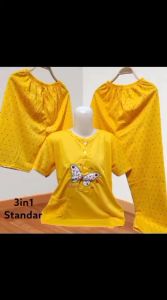 BAJU TIDUR 3 IN 1 WANITA DEWASA KAOS 1 CELANA 2 PAKAIAN TIDUR WANITA